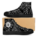 Spider Web / High Top Canvas Shoes /Unisex /- Black