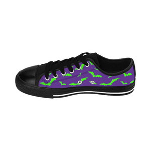 Neon Green Flying Bats in Purple Men's Sneakers