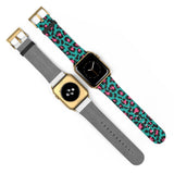 Teal Leopard Print Watch Band / Faux Leather Apple Watch Band / Series 1, 2, 3, 4, 5