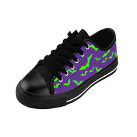 Neon Green Flying Bats in Purple Women's Sneakers