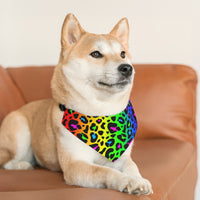 Rainbow Leopard Print Pet Bandana Collar