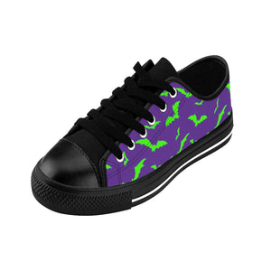 Neon Green Flying Bats in Purple Men's Sneakers