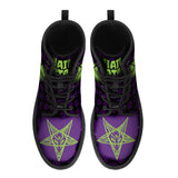 Purple Neon Green Baphomet Faux Leather Unisex Boots / New