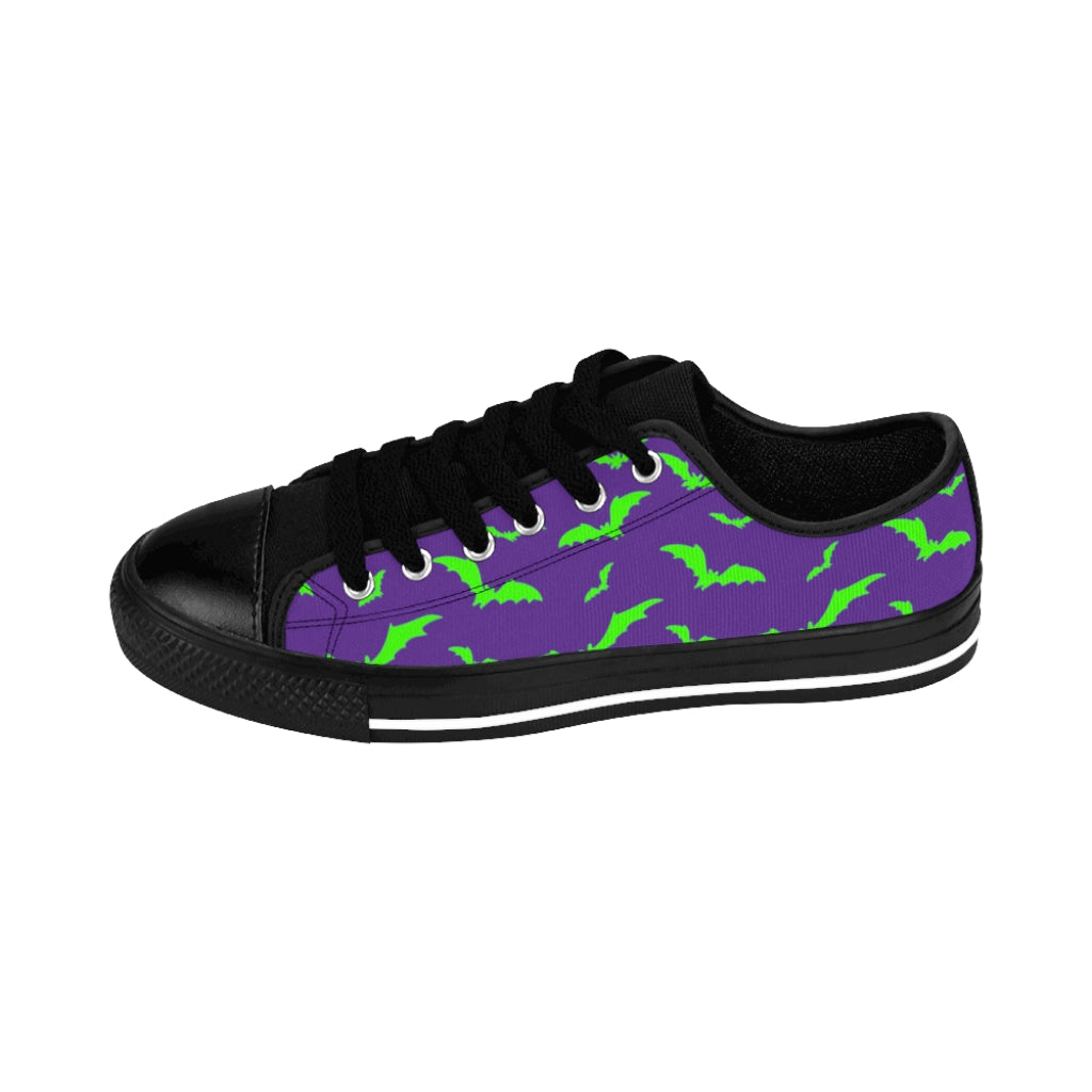 Neon Green Flying Bats in Purple Men's Sneakers