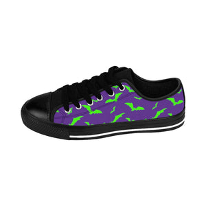 Neon Green Flying Bats in Purple Men's Sneakers