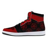 Blood Red Baphomet High-Top Faux Leather Unisex Sneakers - Black