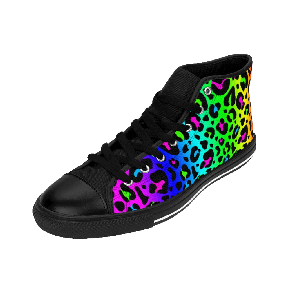Rainbow 90’s Leopard Print Women's High-top Sneakers