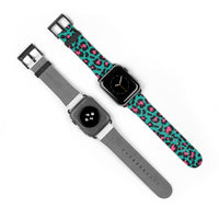 Teal Leopard Print Watch Band / Faux Leather Apple Watch Band / Series 1, 2, 3, 4, 5