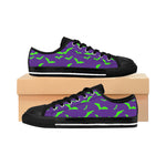 Neon Green Flying Bats in Purple Men's Sneakers