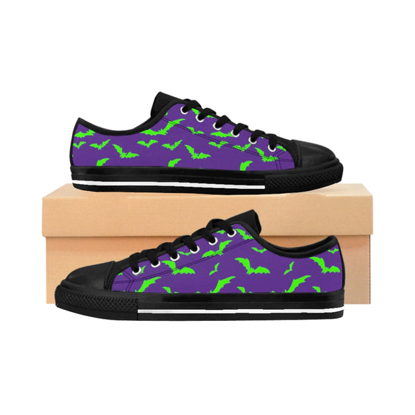 Neon Green Flying Bats in Purple Men's Sneakers