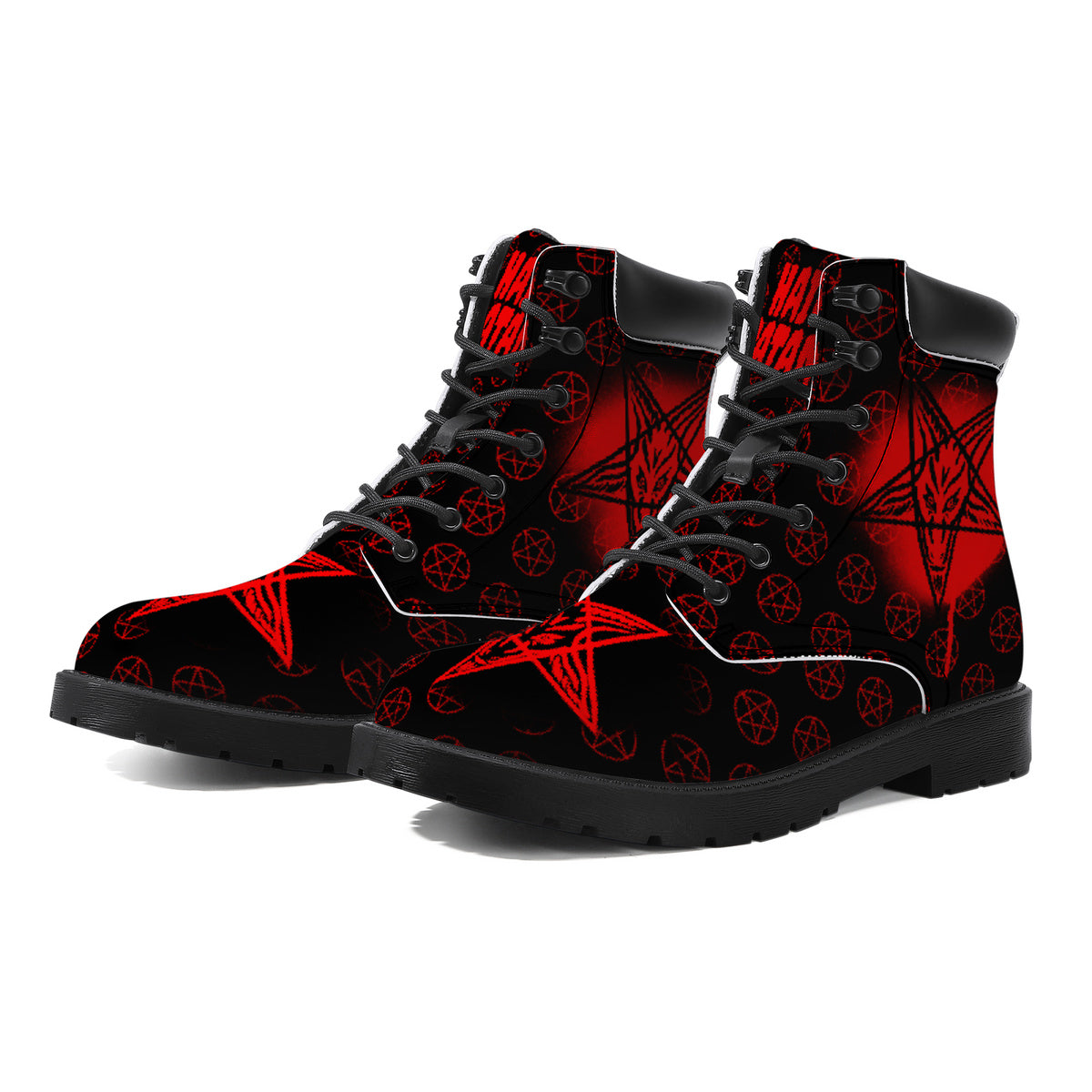 Baphomet Hail Satan Faux Leather Boots / Unisex