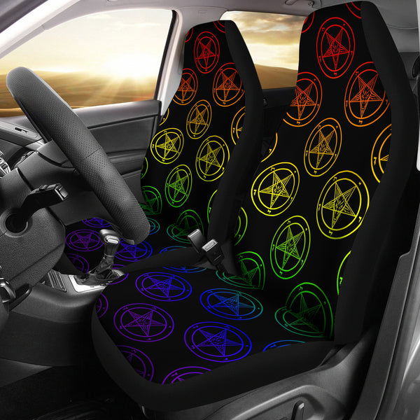 Rainbow Baphomet Car Seat Cover