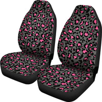 Grey Pink Leopard Print Car Seat Cover