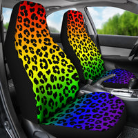Rainbow Leopard Print Car Seat Covers
