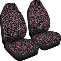 Grey Pink Leopard Print Car Seat Cover
