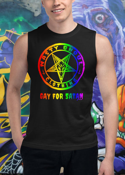 Gay for Satan Logo Unisex Muscle Shirt