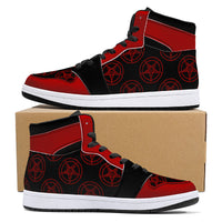 Blood Red Baphomet High-Top Faux Leather Unisex Sneakers - Black