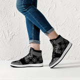 Grey Baphomet High-Top Faux Leather Sneakers /Unisex /- Black