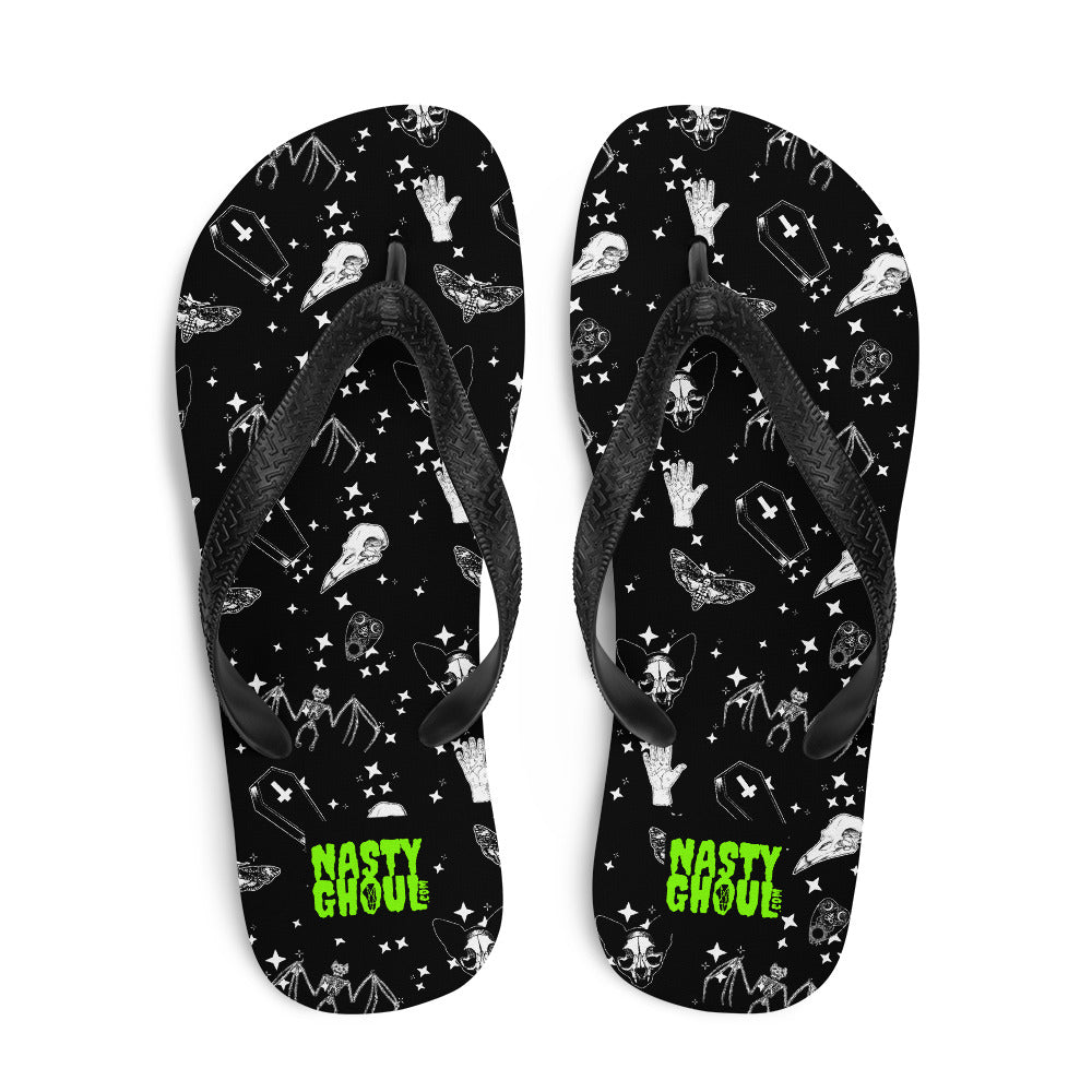 Gothic Pattern Flip-Flops All Over Print