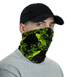 Neon Green Bat Floral Face Mask Neck Gaiter
