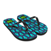 Coffin and Skull Flip-Flops All Over Print / Purple & Teal