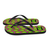 Coffin and Skull Flip-Flops All Over Print / Pink & Neon Green