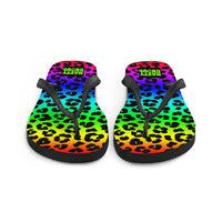 Rainbow Leopard Print Flip-Flops All Over Print
