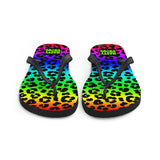 Rainbow Leopard Print Flip-Flops All Over Print