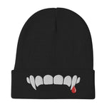 Vampire Teeth Blood Drop Embroidered Beanie