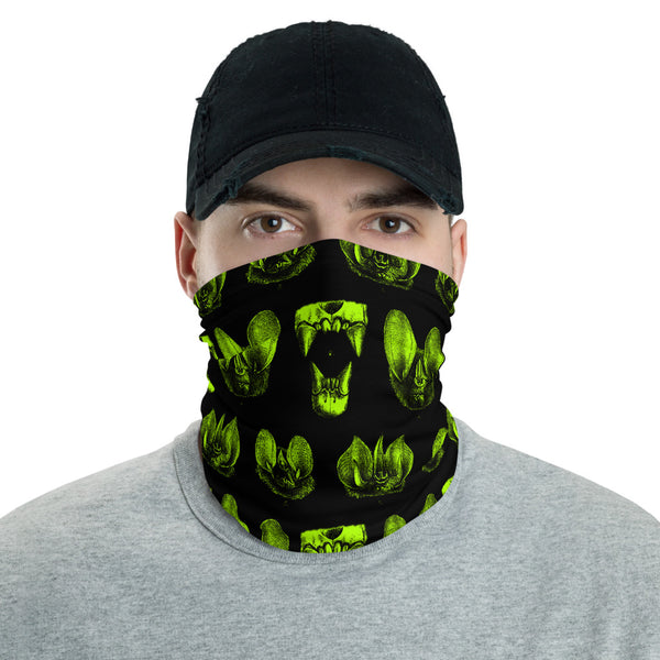 Neon Green Bat Diagram Face Mask Neck Gaiter