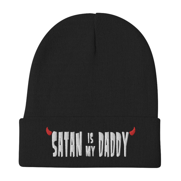 Satan is my Daddy Devil Horns Embroidered Beanie