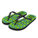 Coffin and Skull Flip-Flops All Over Print / Teal & Neon Green