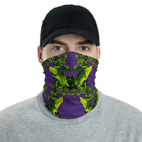Purple Neon Green Bat Floral Face Mask Neck Gaiter