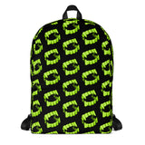 Black Neon Green Vampire Fang Teeth Backpack