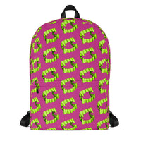 Pink Neon Green Vampire Fang Teeth Backpack