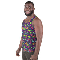 90s Style Vampire Fang Purple Pattern Unisex Tank Top / All Over Print