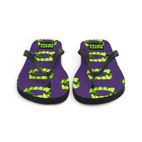 Vampire Teeth Fang Flip-Flops All Over Print / Purple & Neon Green