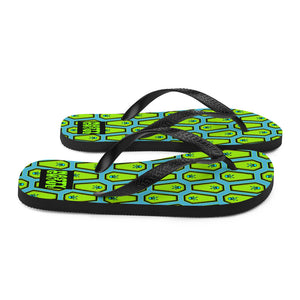 Coffin and Skull Flip-Flops All Over Print / Teal & Neon Green