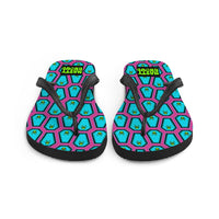 Coffin and Skull Flip-Flops All Over Print / Pink & Teal