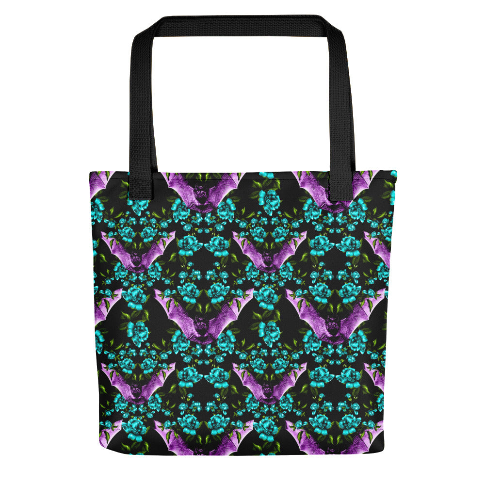 Purple Bat Teal Floral Tote bag