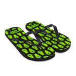 Coffin and Skull Flip-Flops All Over Print Black & Neon Green