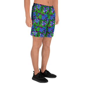 Purple Leopard Goth Hawaiian Print Men's Athletic Long Shorts / All Over Print