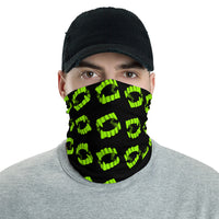 Neon Green Vampire Fang Toy Face Mask Neck Gaiter