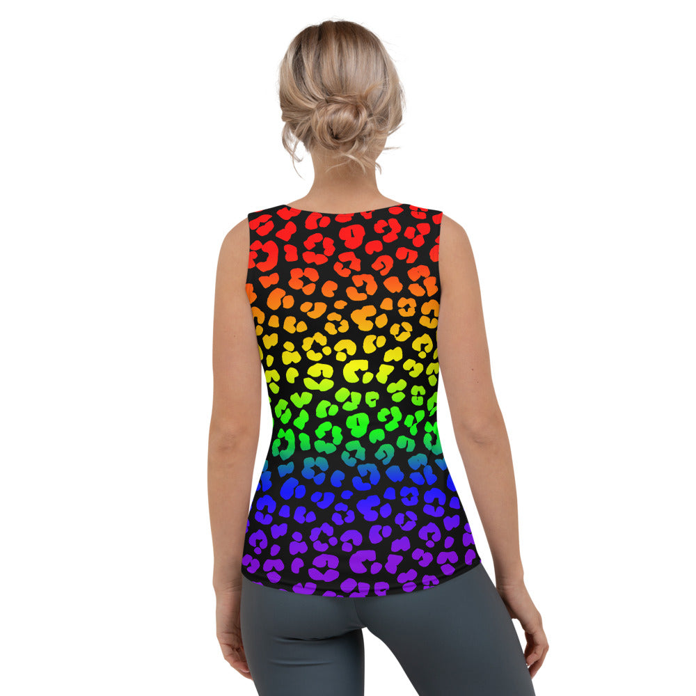 Leopard Print Rainbow Sublimation Cut & Sew Tank Top