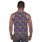 90s Style Vampire Fang Purple Pattern Unisex Tank Top / All Over Print