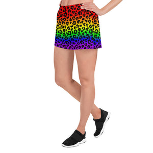 Leopard Print Women's Athletic Short Shorts All Over Print