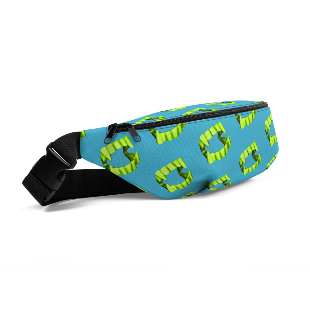 Teal Neon Green Vampire Fang Teeth Fanny Pack