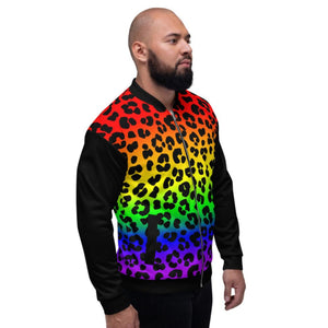 Rainbow Leopard Print Unisex Bomber Jacket