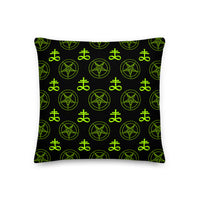 Neon Green Sigil of the Baphomet Premium Pillow