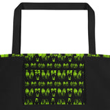 Neon Green Bat Diagram Beach Bag